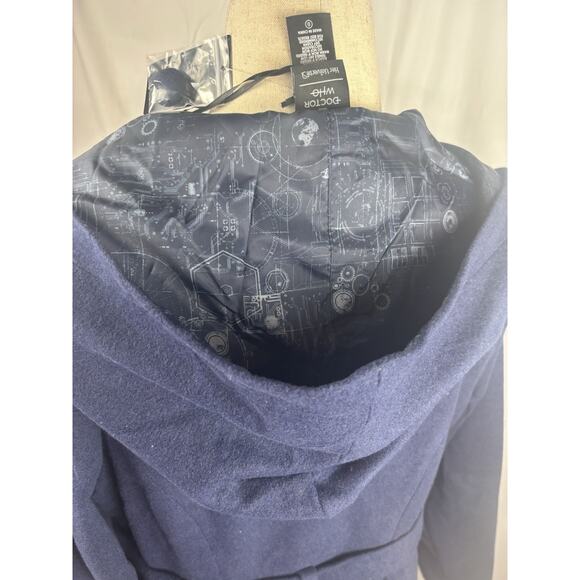Her Universe Doctor Who TARDIS Blue Hooded Fit & Flare Woolen Trench Jacket 0/12 - Picture 9 of 12